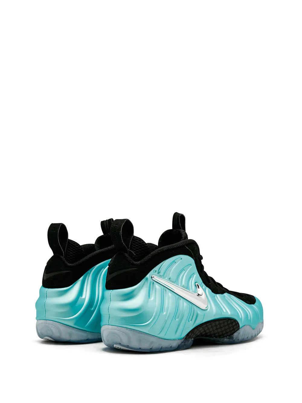 Aqua Foamposite Pro sneakers with black laces and sculpted eyestay design