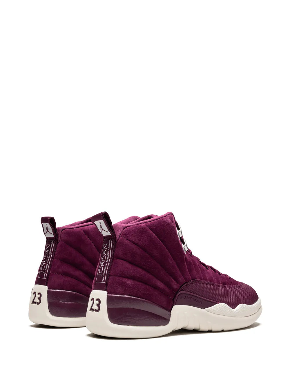 Burgundy mid-top sneakers with heel branding and white outsole