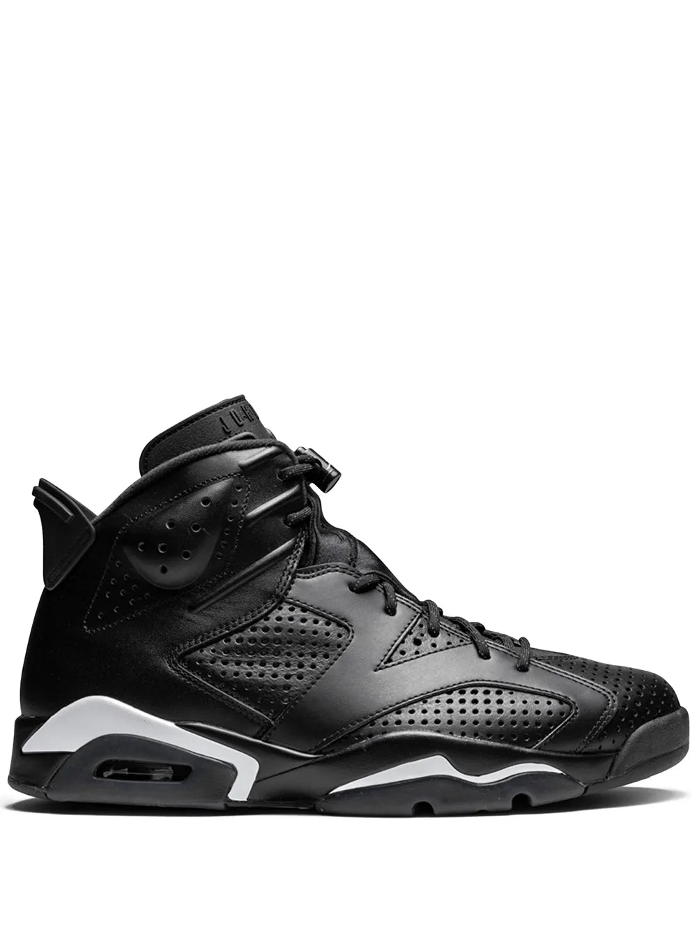 Black leather high-top Air Jordan 6 Retro sneakers with lace-up closure
