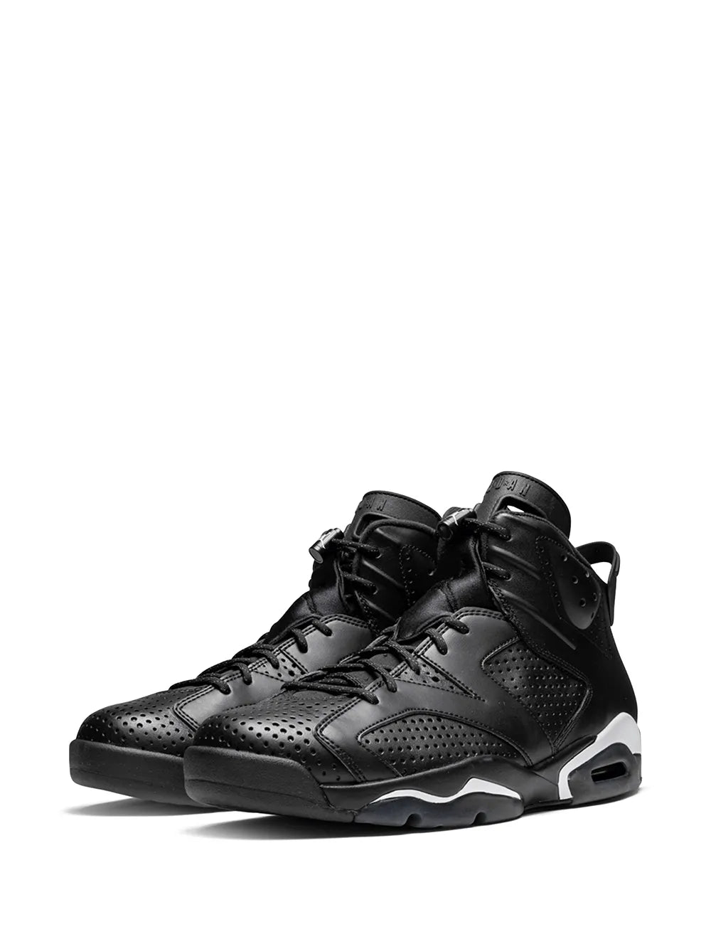 Black high-top sneakers with perforated panels and white/gray midsole accents