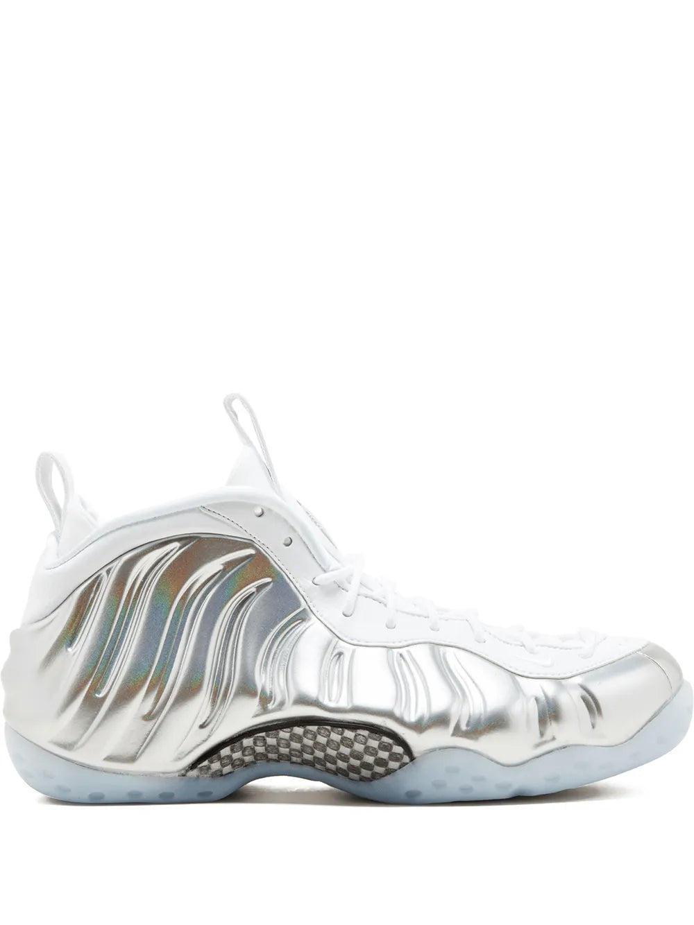 Nike Foamposite One low-top sneakers, white with metallic silver side shell