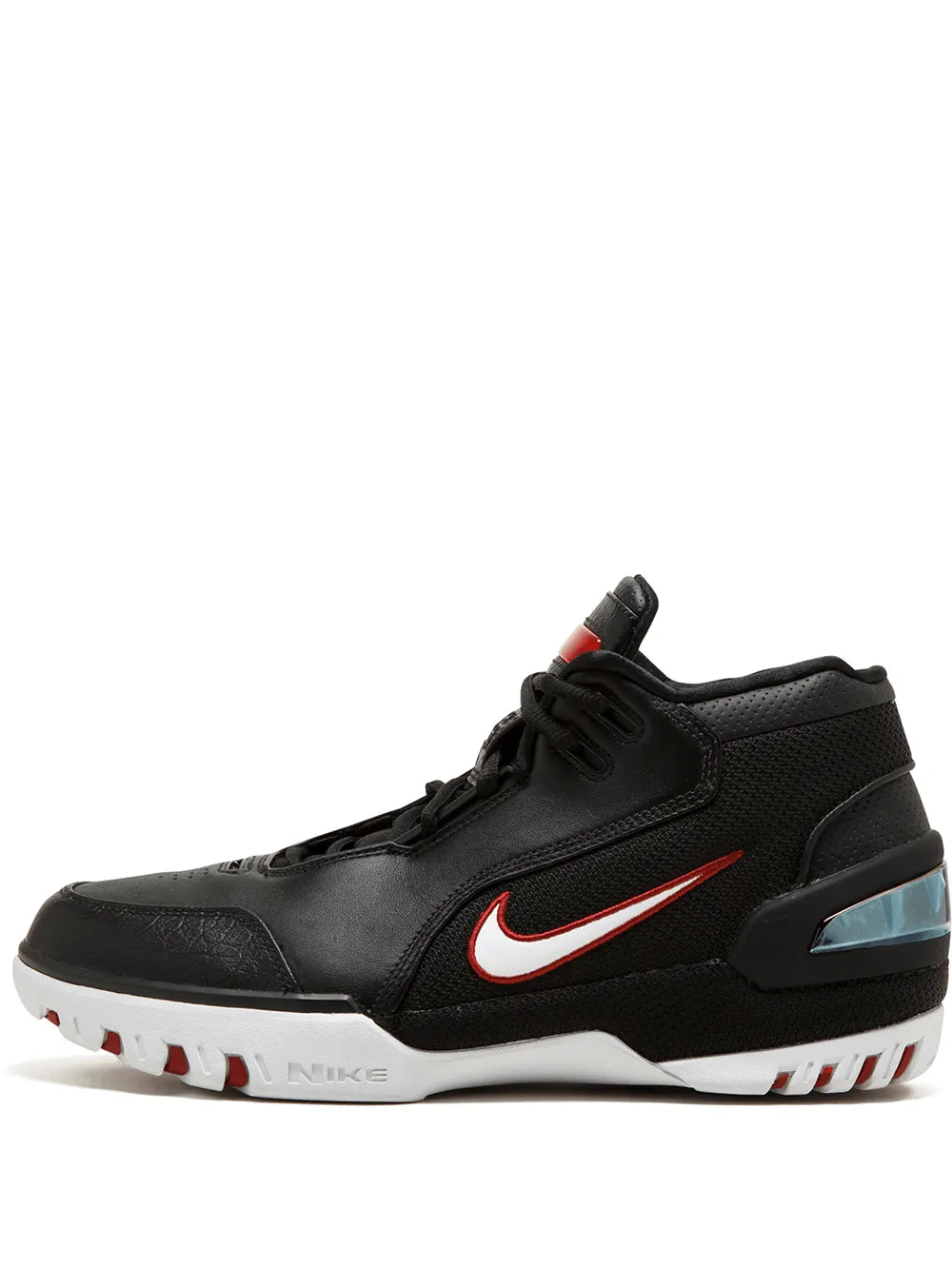 Nike Air Zoom Generation QS black high-top sneakers, red swoosh, white/red outsole