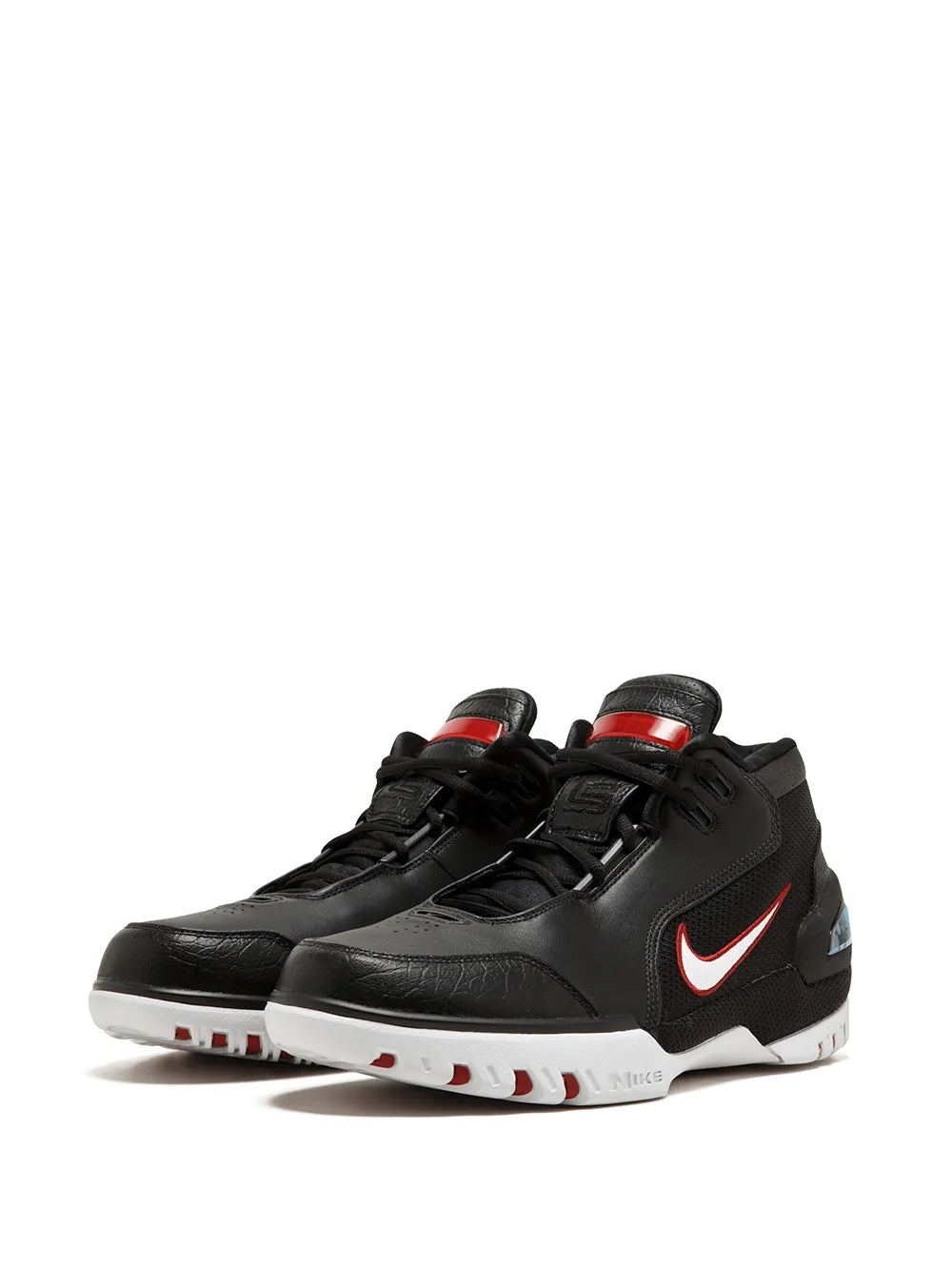 Nike Air Zoom Generation QS black high-top sneakers, pair view, red swoosh and laces