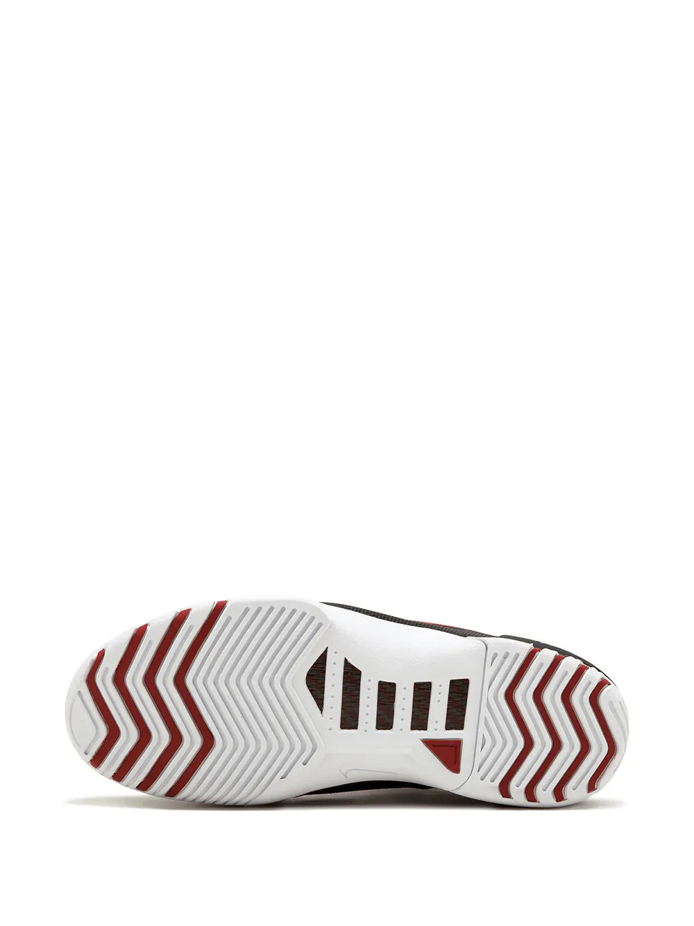 Nike Air Zoom Generation QS shoe outsole, white rubber with red chevron tread