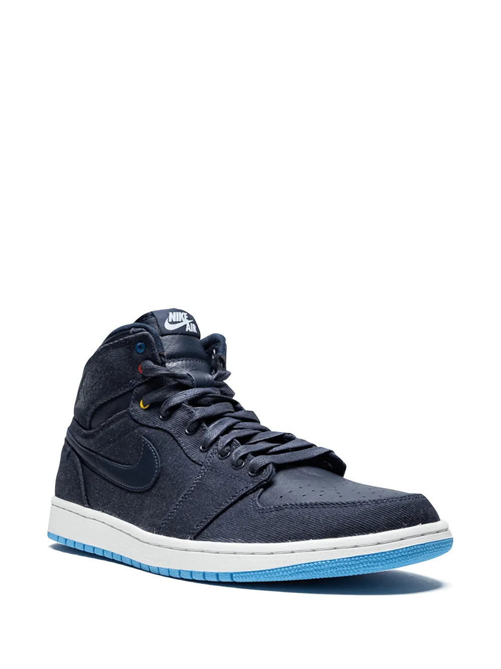 Air Jordan 1 Retro High lace-up high-top sneaker in dark navy suede with light blue sole