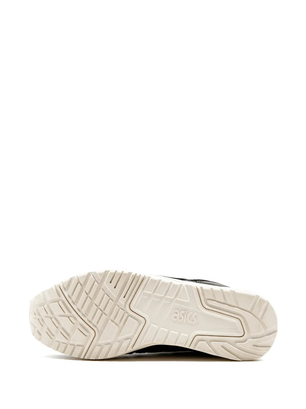 ASICS sneaker outsole tread with white rubber sole and branding