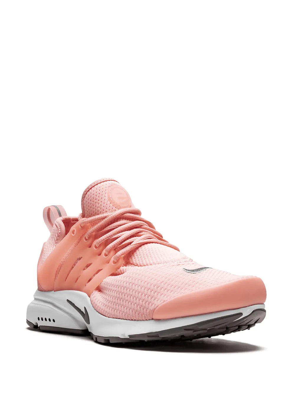 Pink lace-up knit sneaker with white midsole and dark outsole