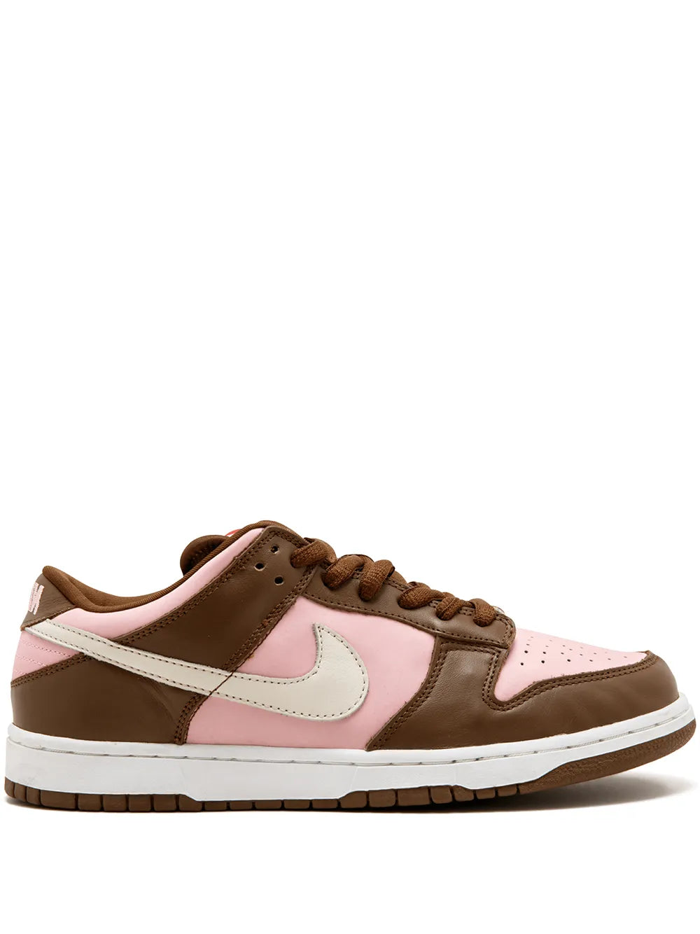 Nike Dunk Low Pro SB low-top sneakers with brown, pink, and white panels