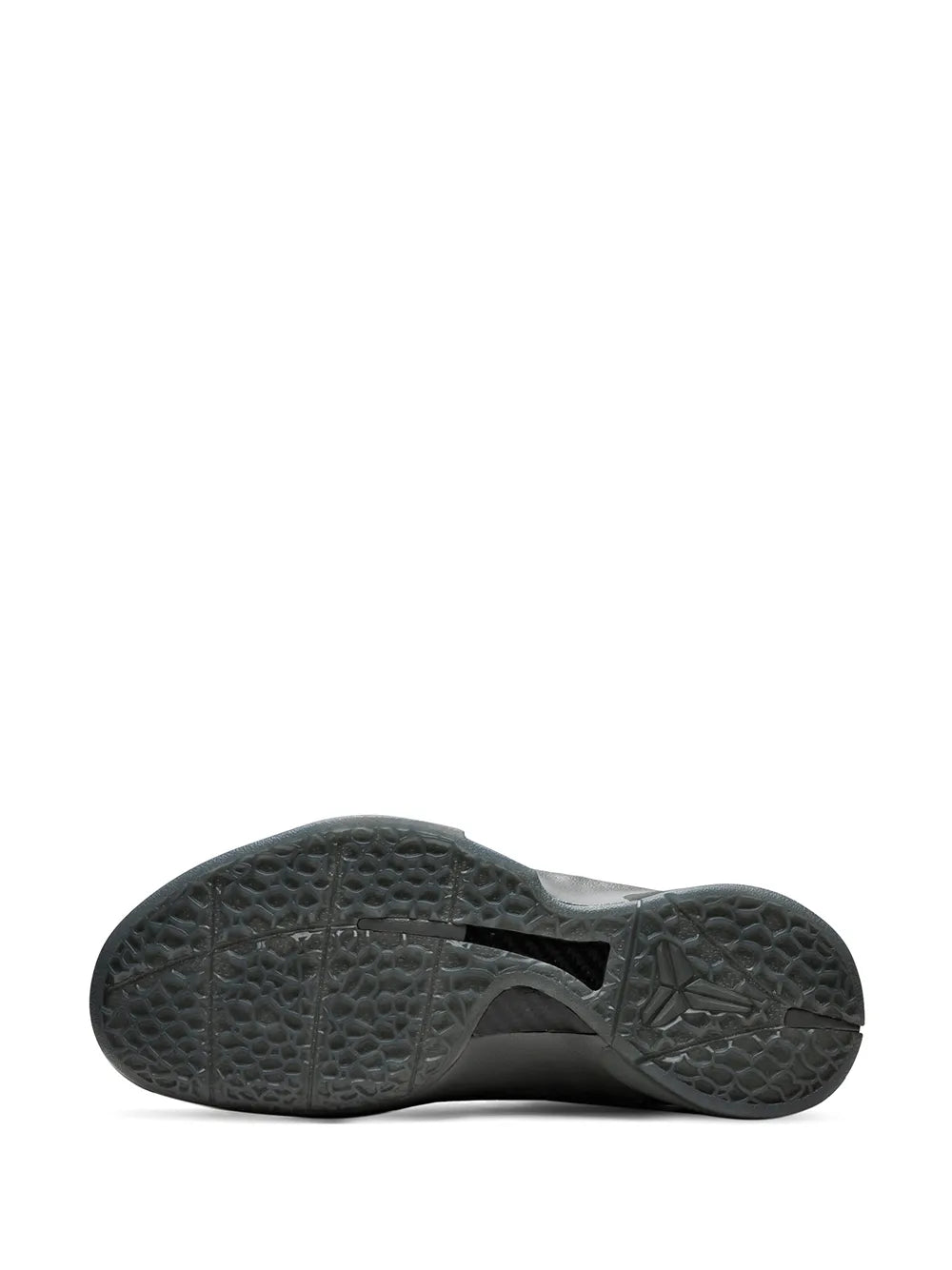 Dark gray basketball sneaker outsole with textured traction pattern