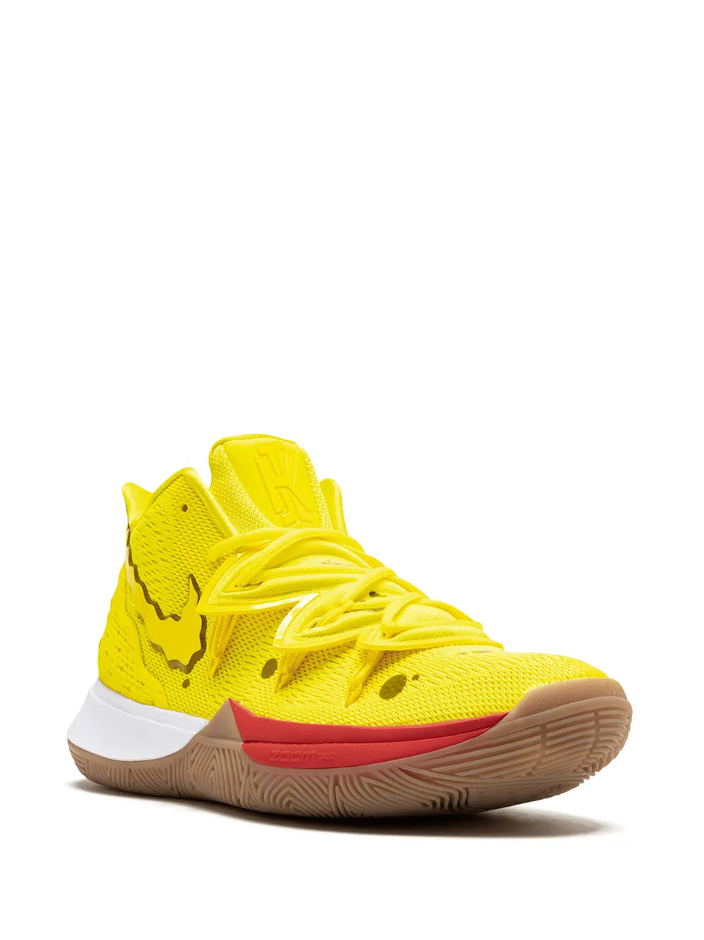 Nike Kyrie 5 high-top sneaker in bright yellow with orange midfoot panel