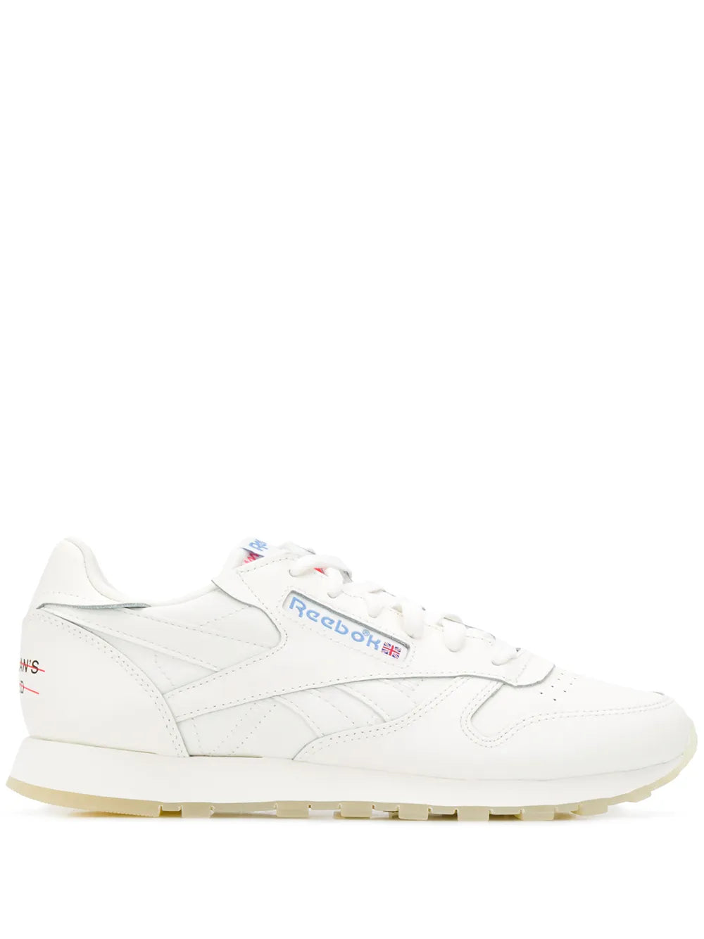 White Reebok lace-up sneakers with leather-look uppers and cushioned sole