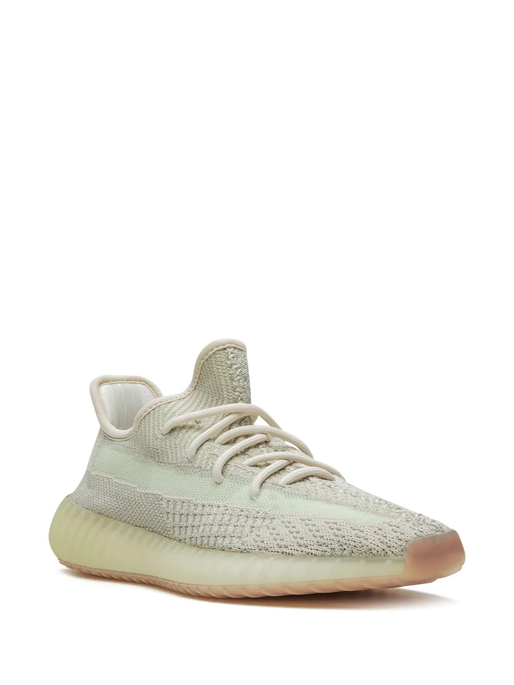 adidas Yeezy Boost 350 V2 sneakers, lace-up light grey knit with gum rubber sole