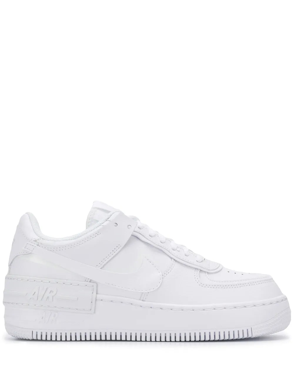 White Nike AF1 Shadow low-top sneakers with lace-up and visible swoosh