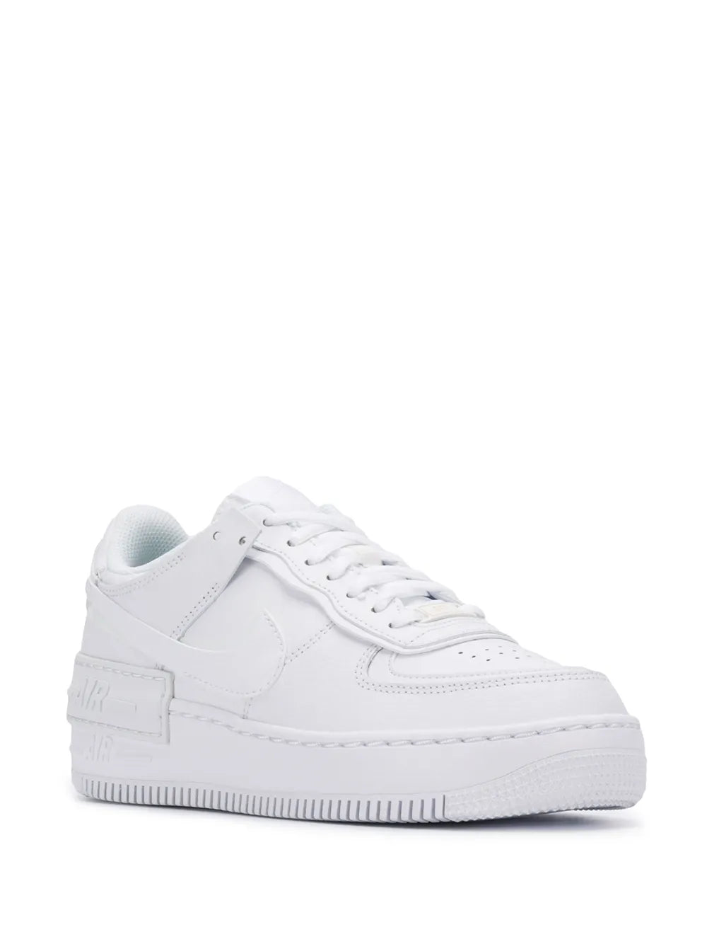 White Nike AF1 Shadow lace-up sneakers with padded collar and textured sole