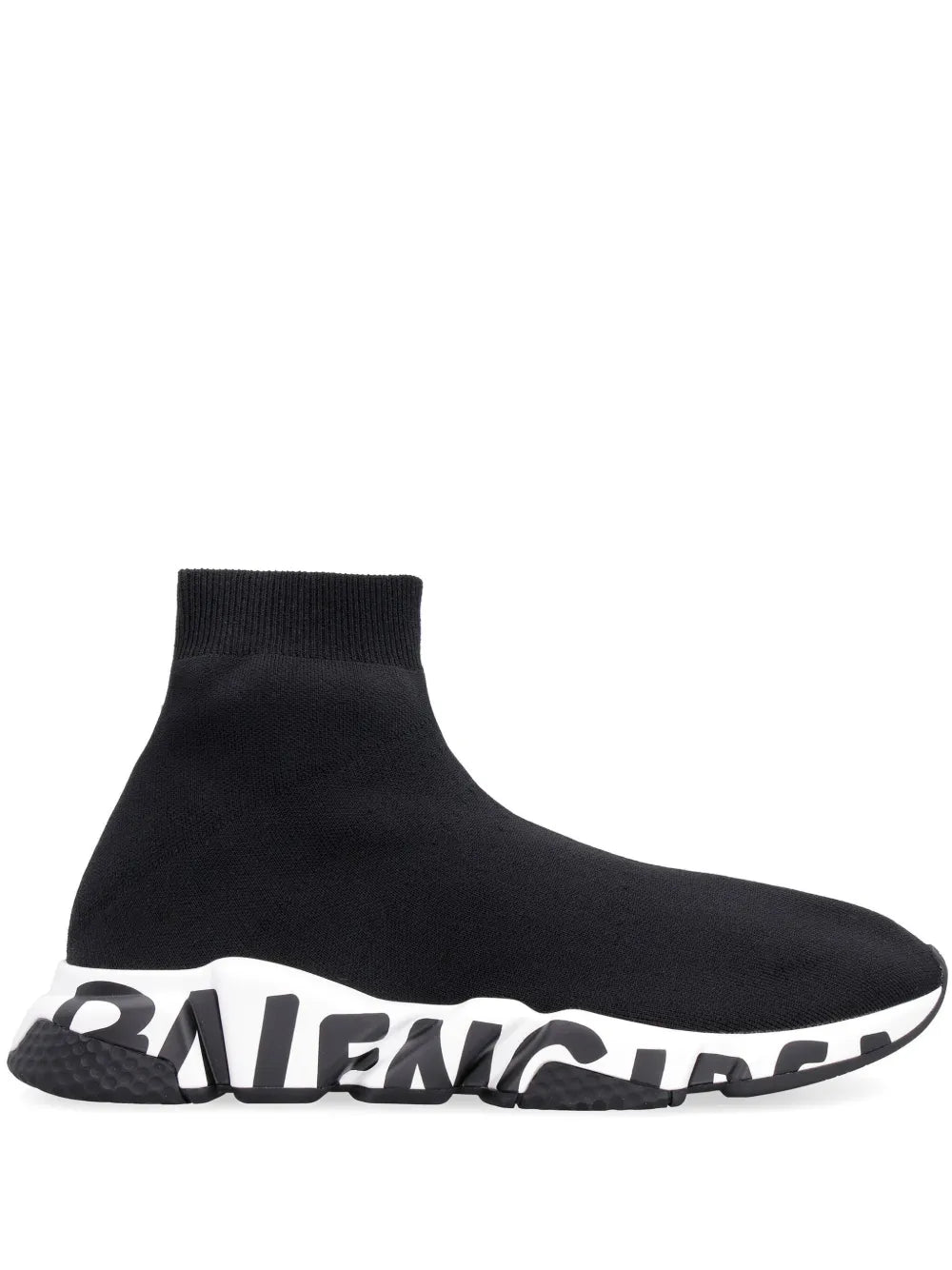 Balenciaga Speed lace-up sneakers, black knit sock upper with white sculpted sole