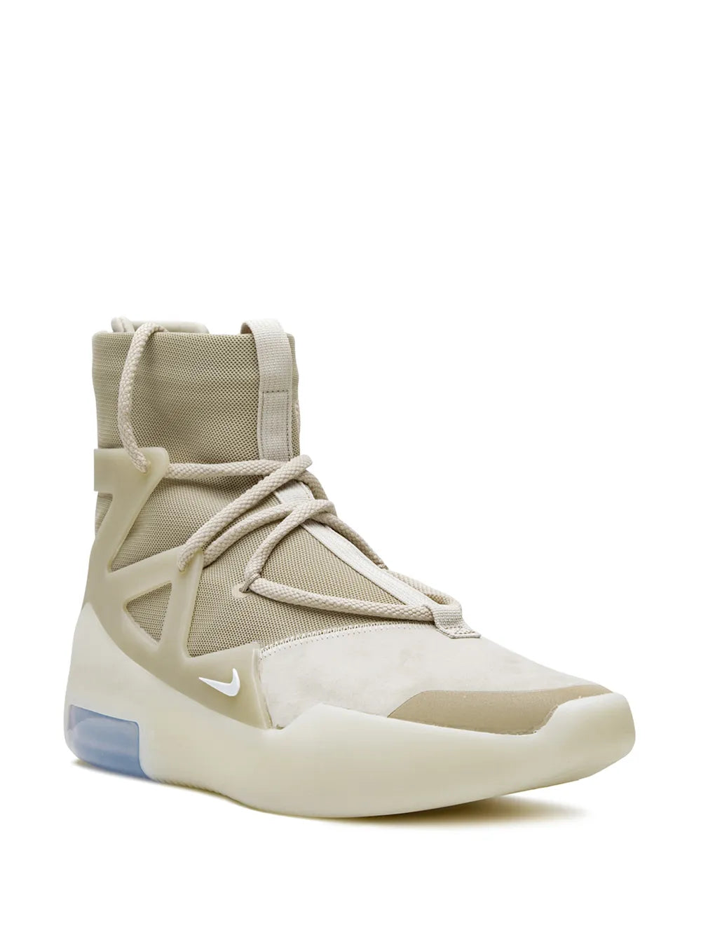 Nike high-top sneakers in oatmeal with lace-up and Nike swoosh on quarter panel