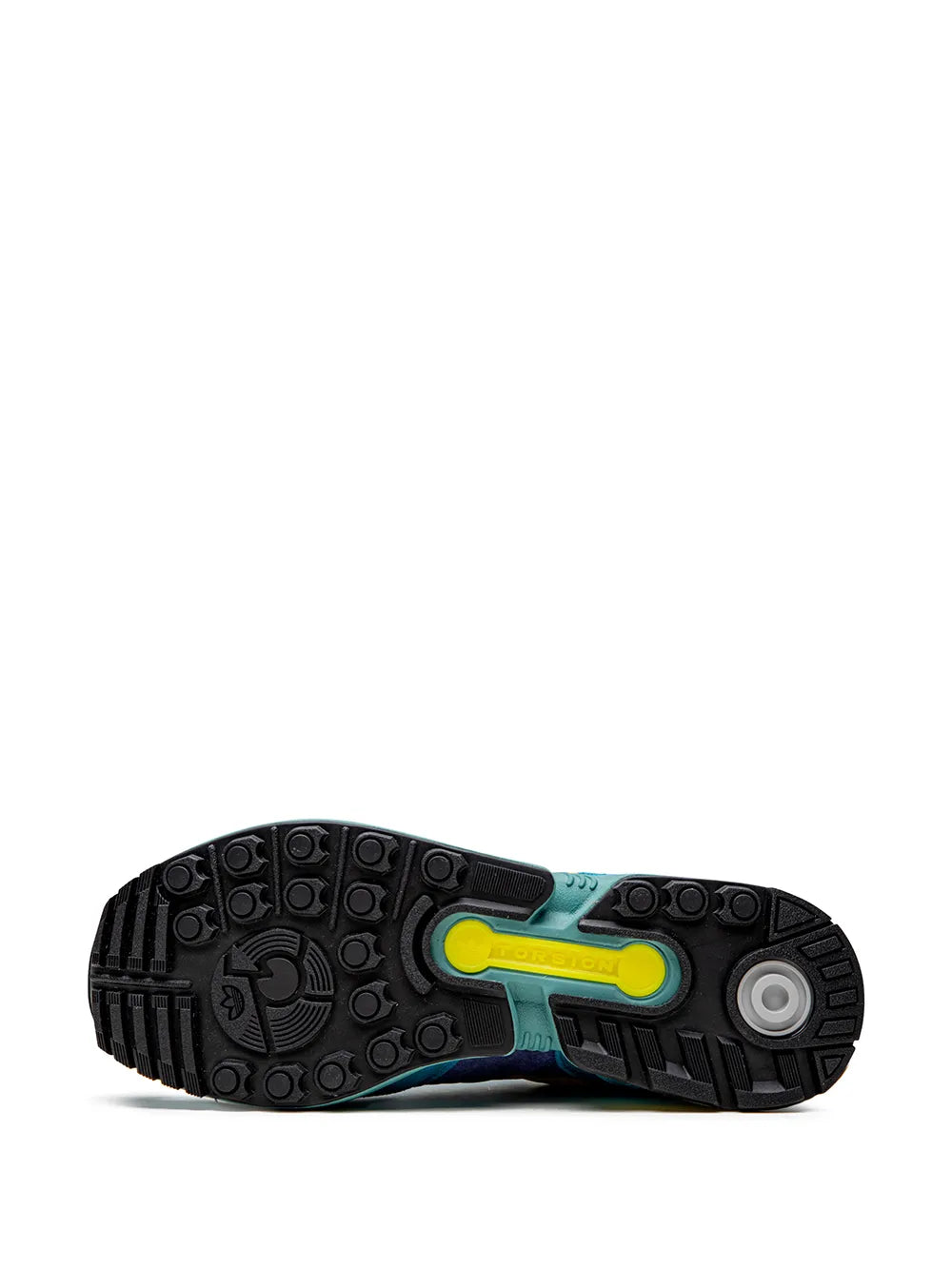 Adidas running sneaker outsole tread with yellow accent strip