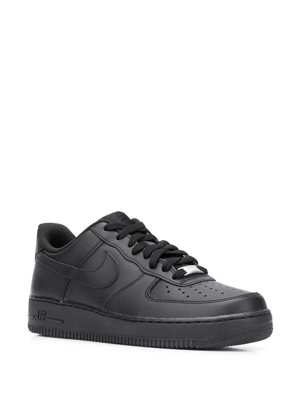 Nike Air Force 1 Low '07 black low-top sneakers with lace-up and perforated toe.