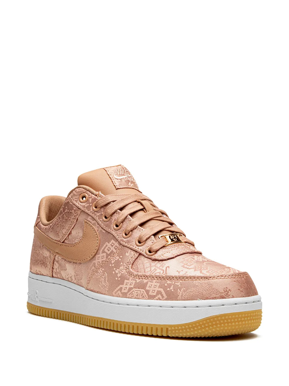 Nike x Clot Air Force 1 premium sneakers, tan lace-up with patterned upper
