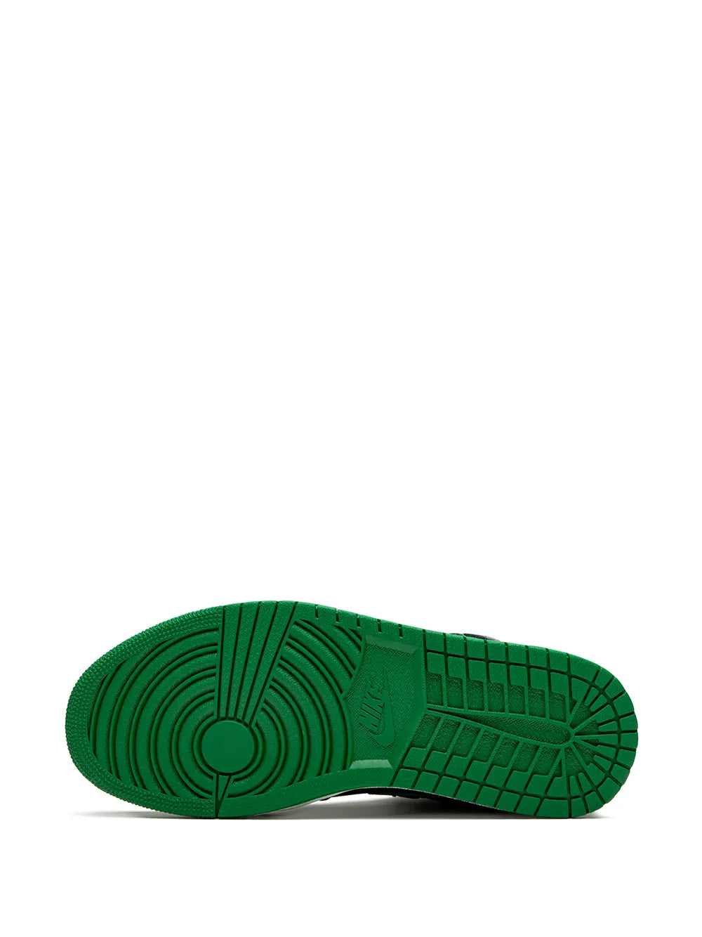 Green rubber outsole with patterned tread and circular traction design