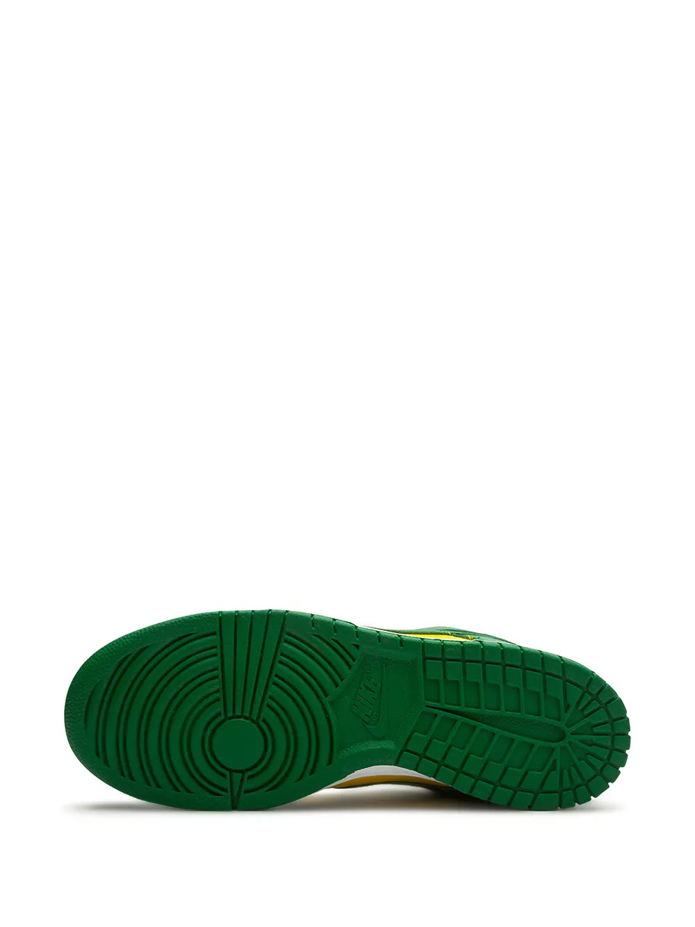Nike Dunk Low outsole view, textured green rubber with circular traction pattern.
