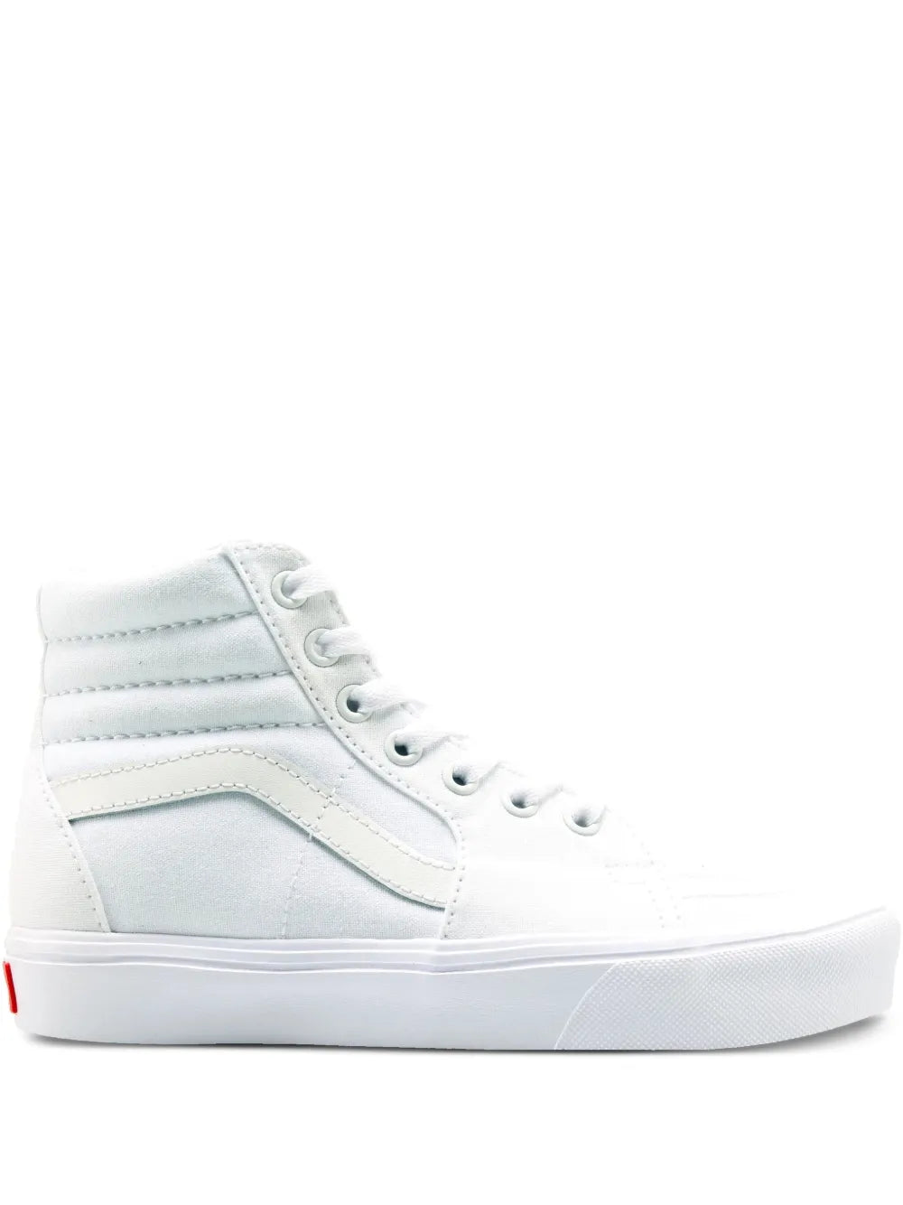 White high-top skate sneakers with lace-up and stitched side stripe