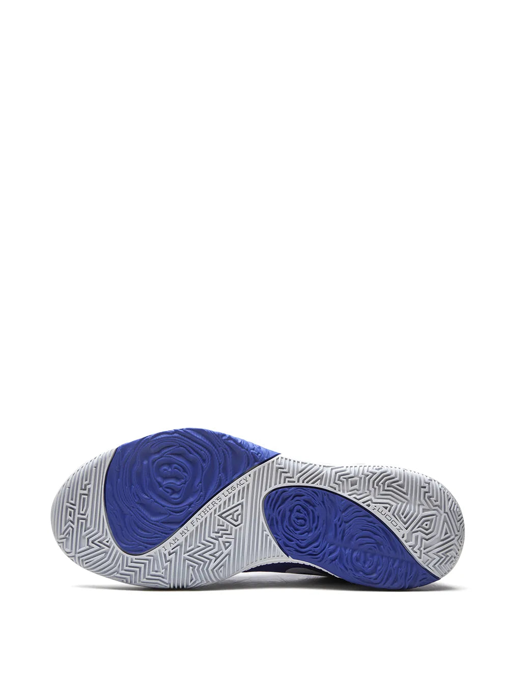 Nike basketball shoe outsole with blue and gray geometric traction pattern