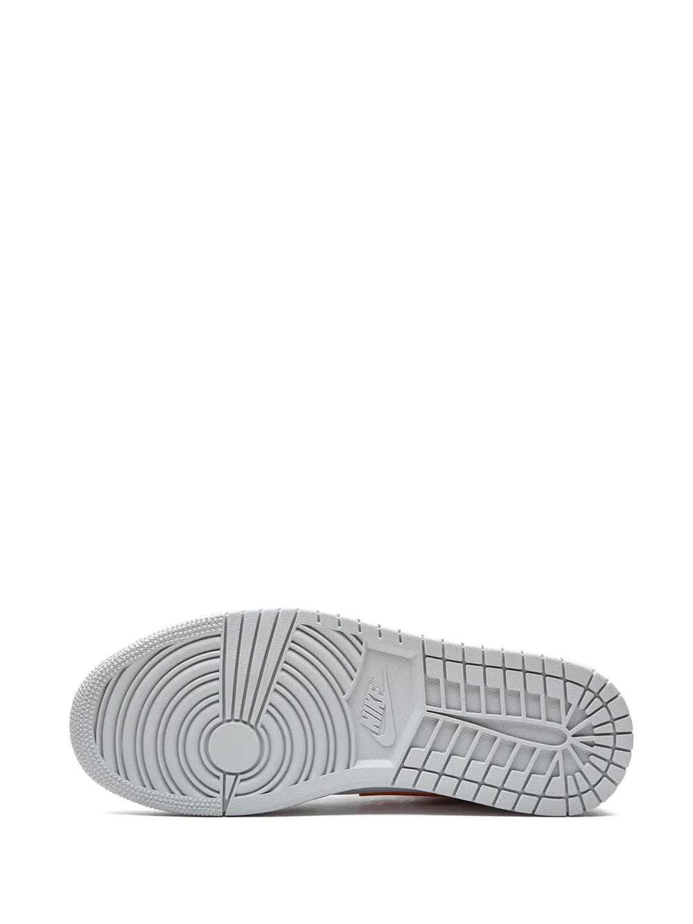 White rubber outsole with traction pattern for mid-top sneakers