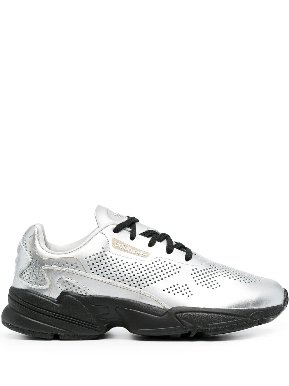Adidas Falcon Allluxe sneakers in white with black sole and perforated panels