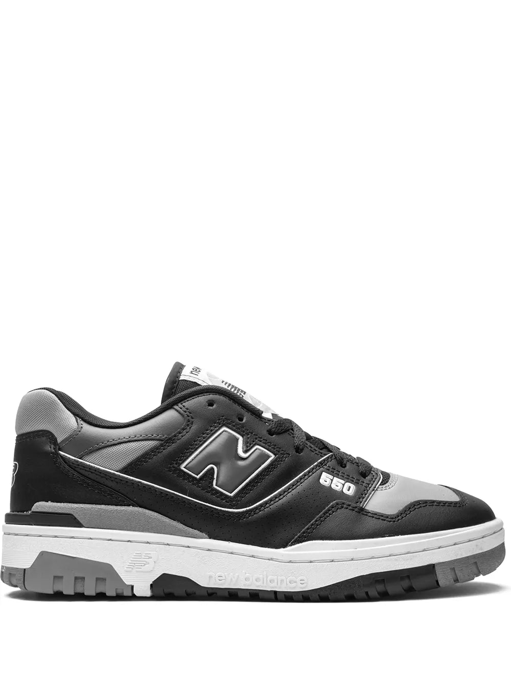 New Balance 550 black sneakers, 'N' side logo, 560 badge, lace-up rubber sole