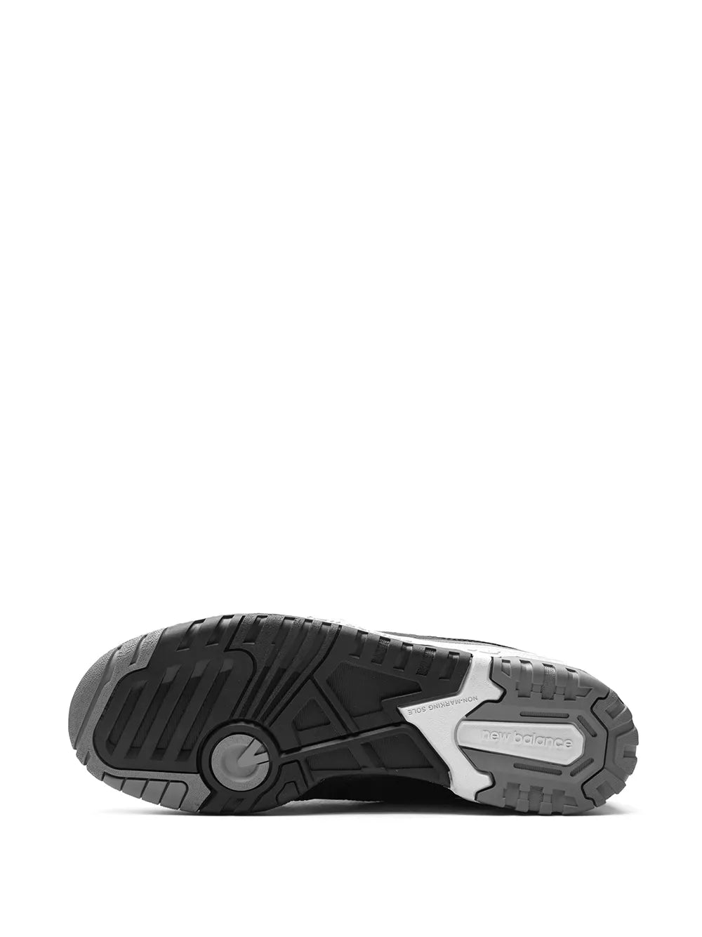 New Balance 550 outsole tread view with black-and-gray traction rubber