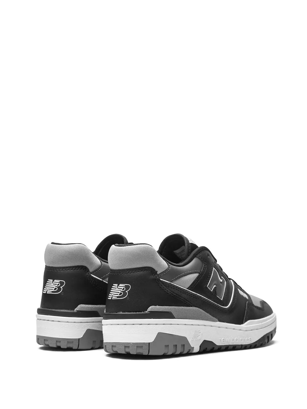 New Balance 550 sneakers, heel branding and 'N' logo, black uppers, cushioned midsole