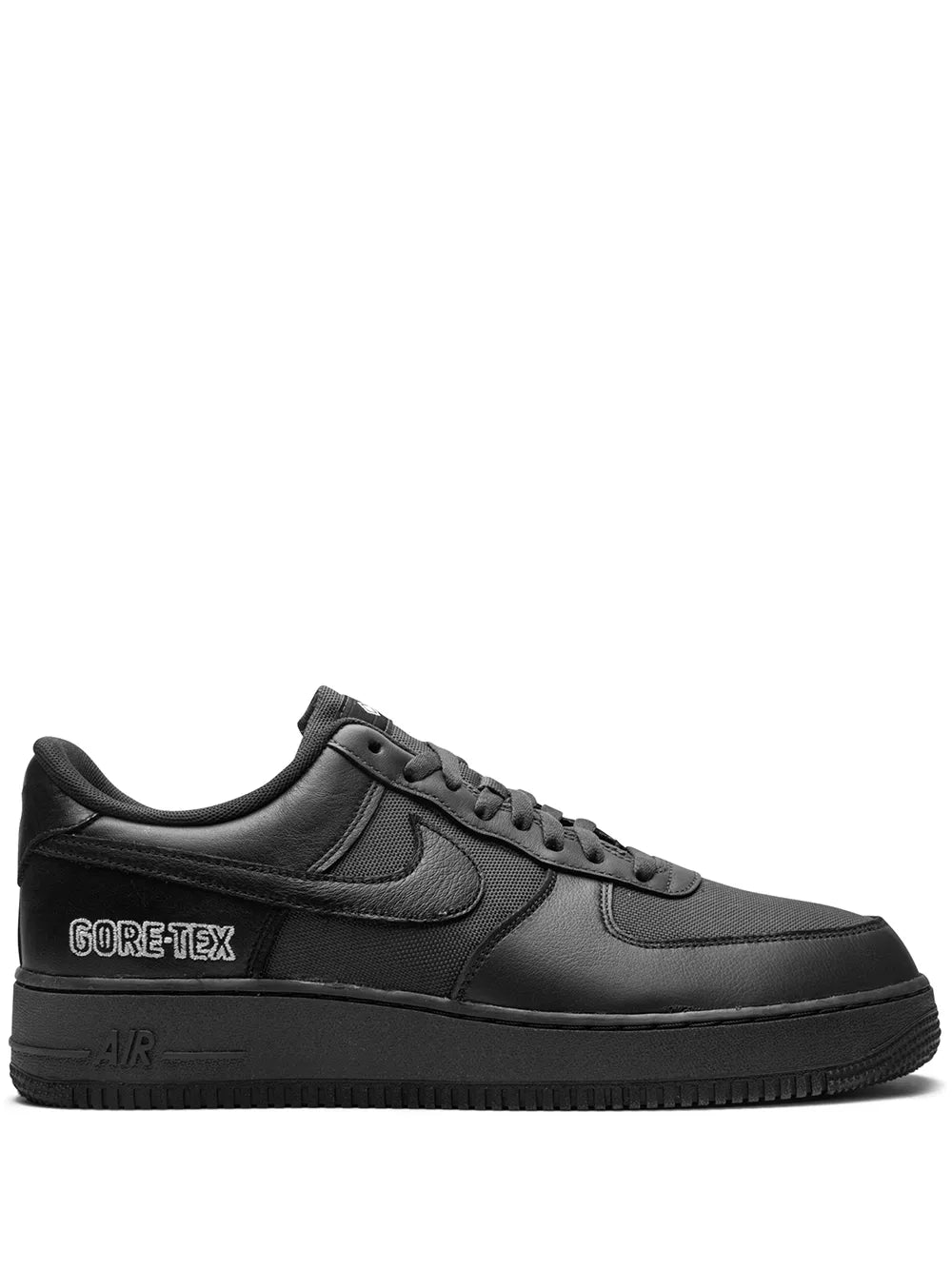 Nike Air Force 1 Low Gore-Tex black sneakers, side view with GORE-TEX badge
