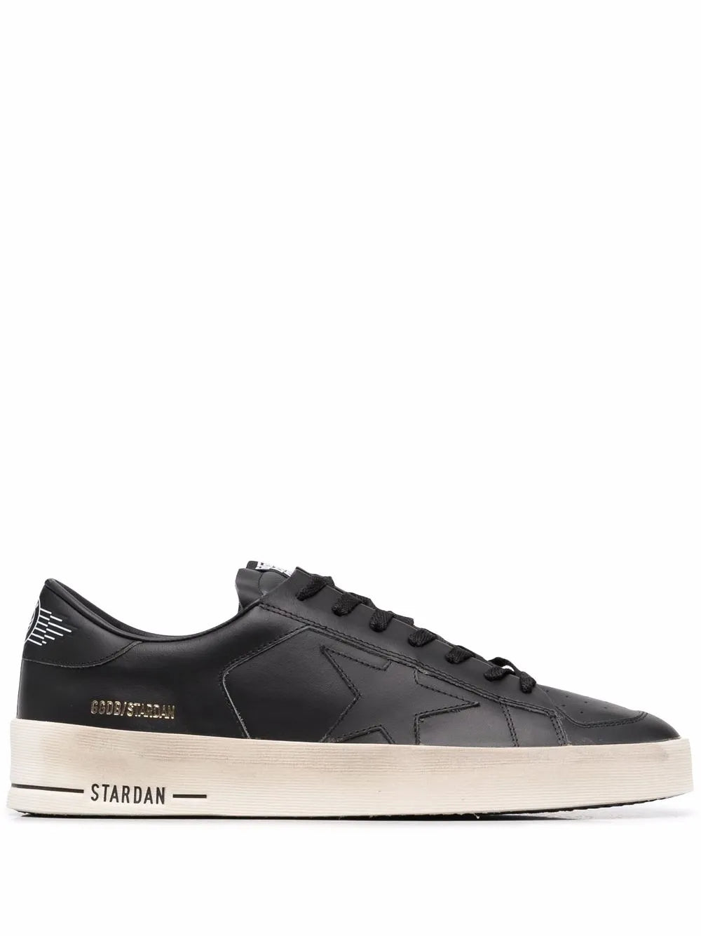 Golden Goose Stardan low-top sneakers, black leather-look with white sole and lace-up