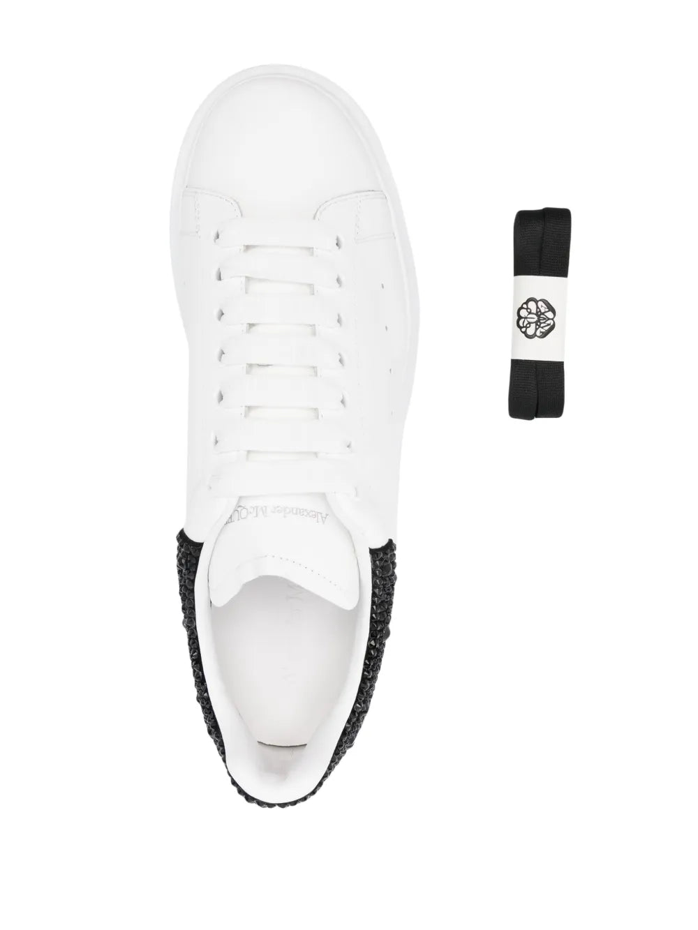 White Alexander McQueen sneakers, lace-up design, with black heel pull tab detail