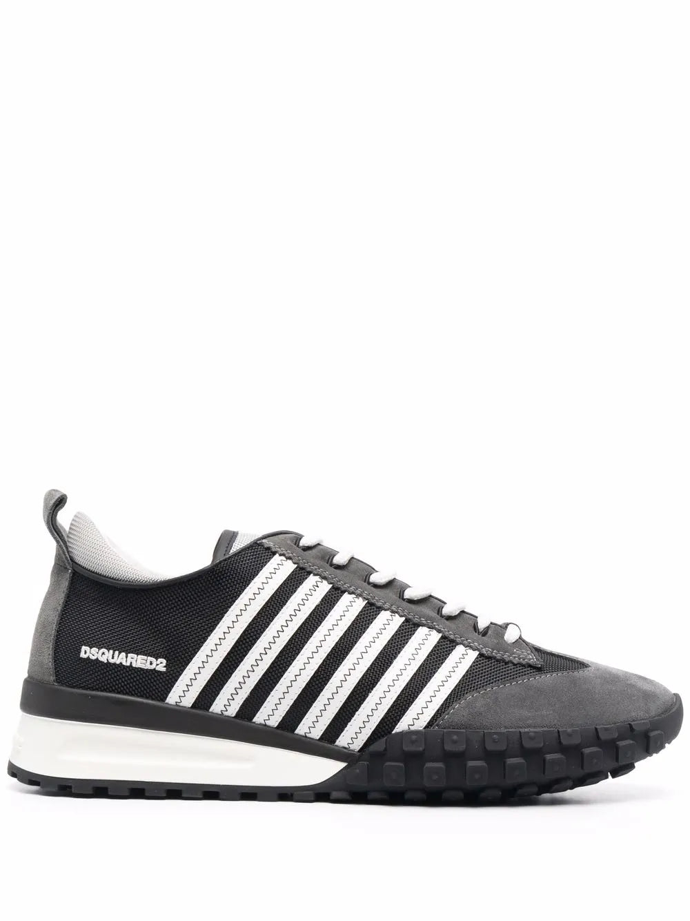 Dsquared2 Legend panelled sneakers, black with white striped side panels and lace-up front