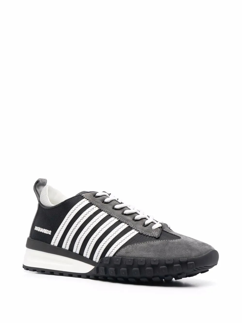 Dsquared2 Legend panelled sneakers, side view with lace-up upper and grippy tread sole