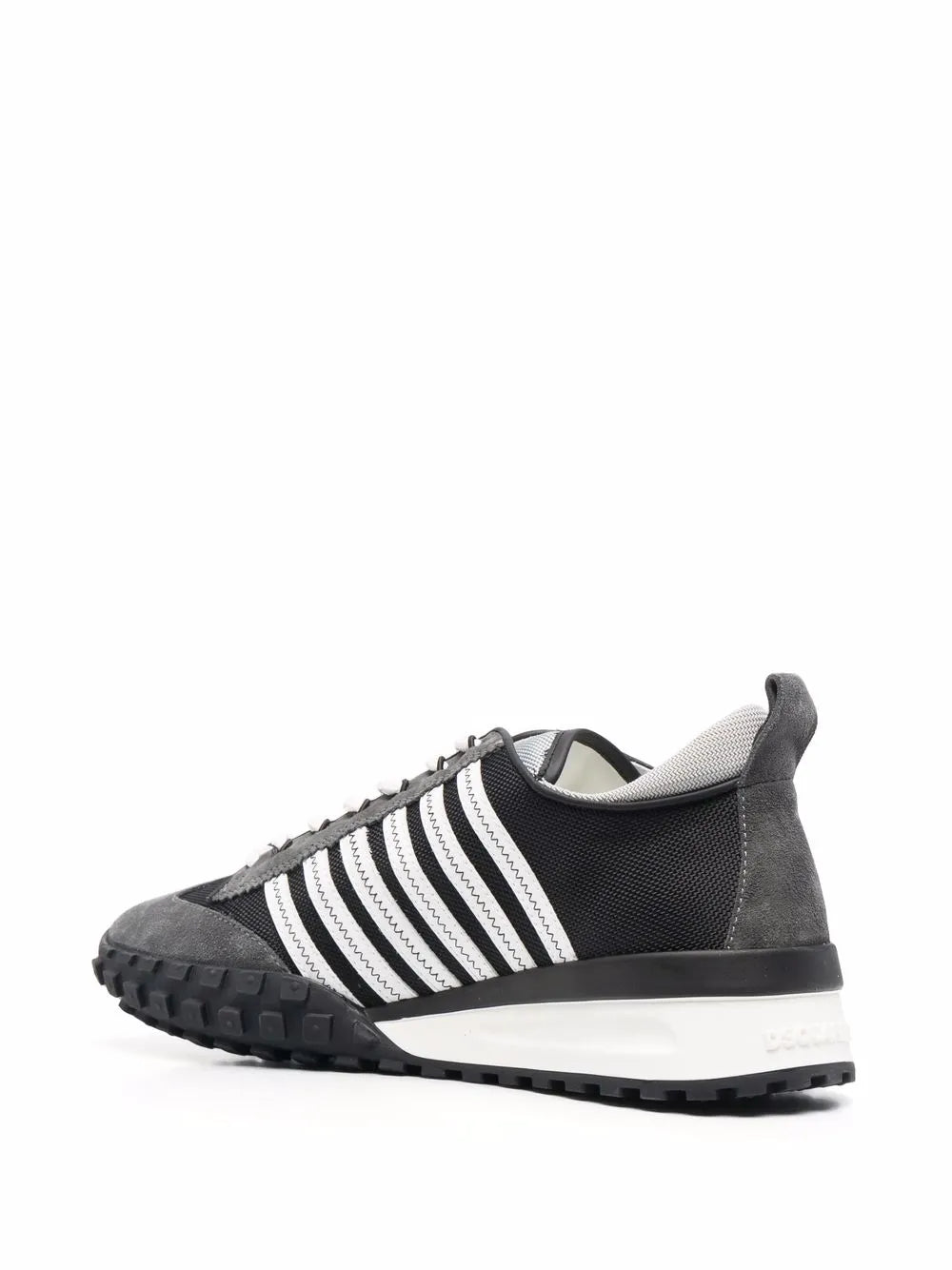 Dsquared2 Legend panelled sneakers, heel-side view with white stripe panels and chunky outsole