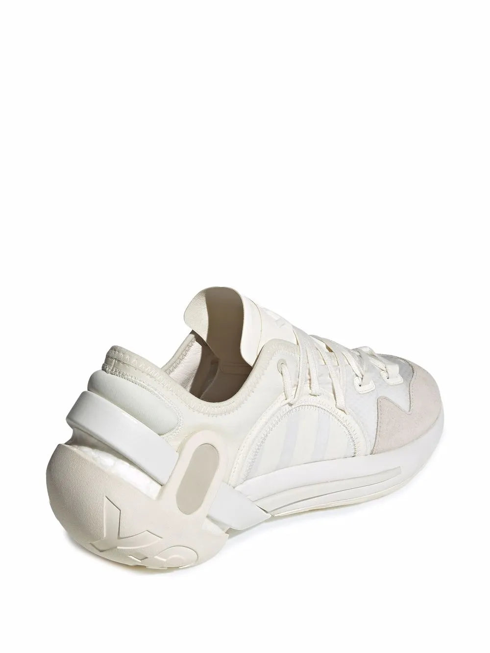 Off-white low-top sneakers, rear quarter view with cushioned collar