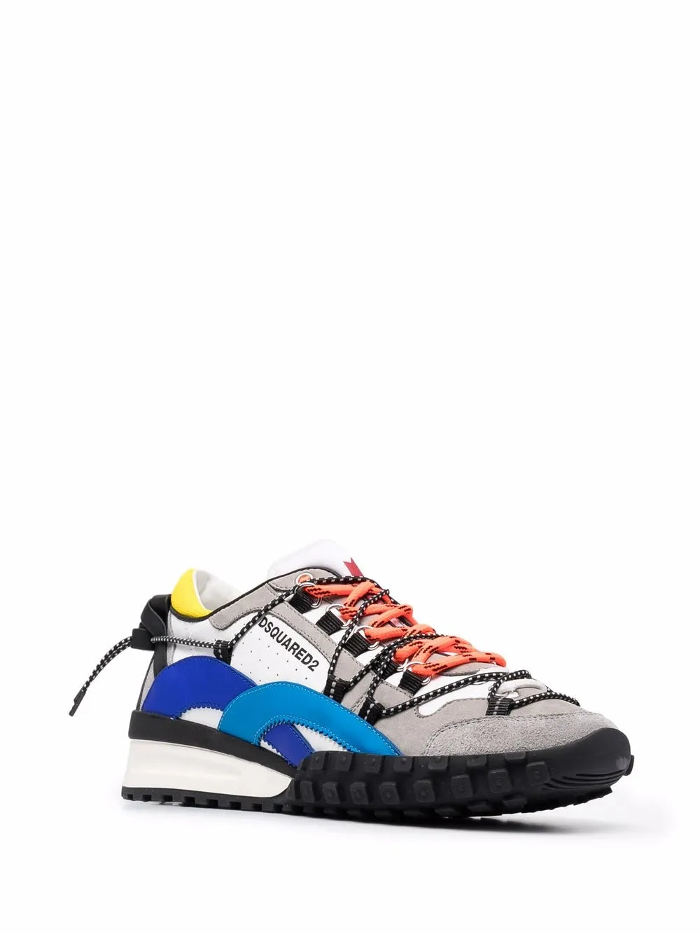 Dsquared2 Active Bubble low-top sneakers, side view with black sole and blue/gray uppers