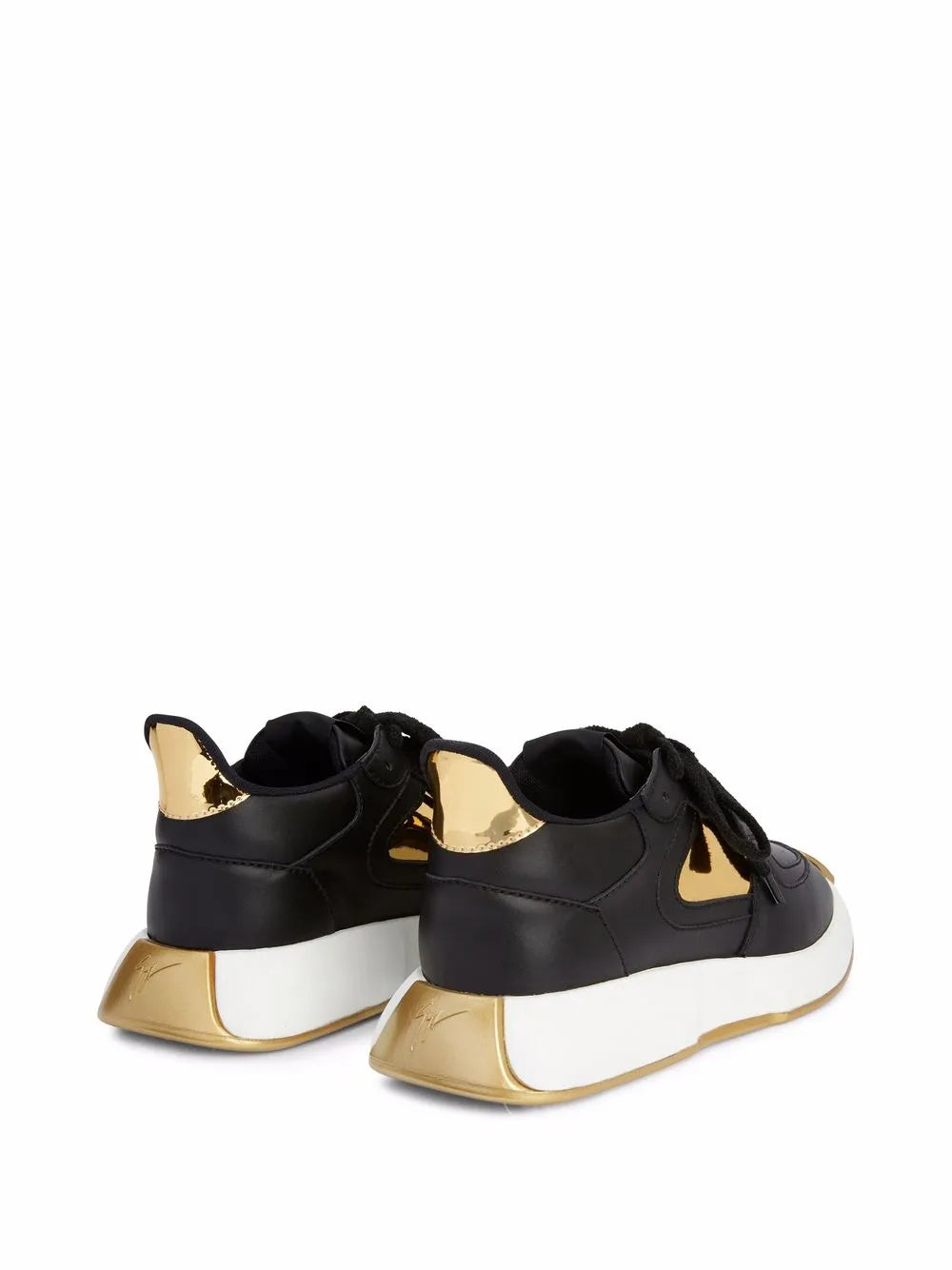 Giuseppe Zanotti Ferox black sneakers with gold heel panel and white midsole