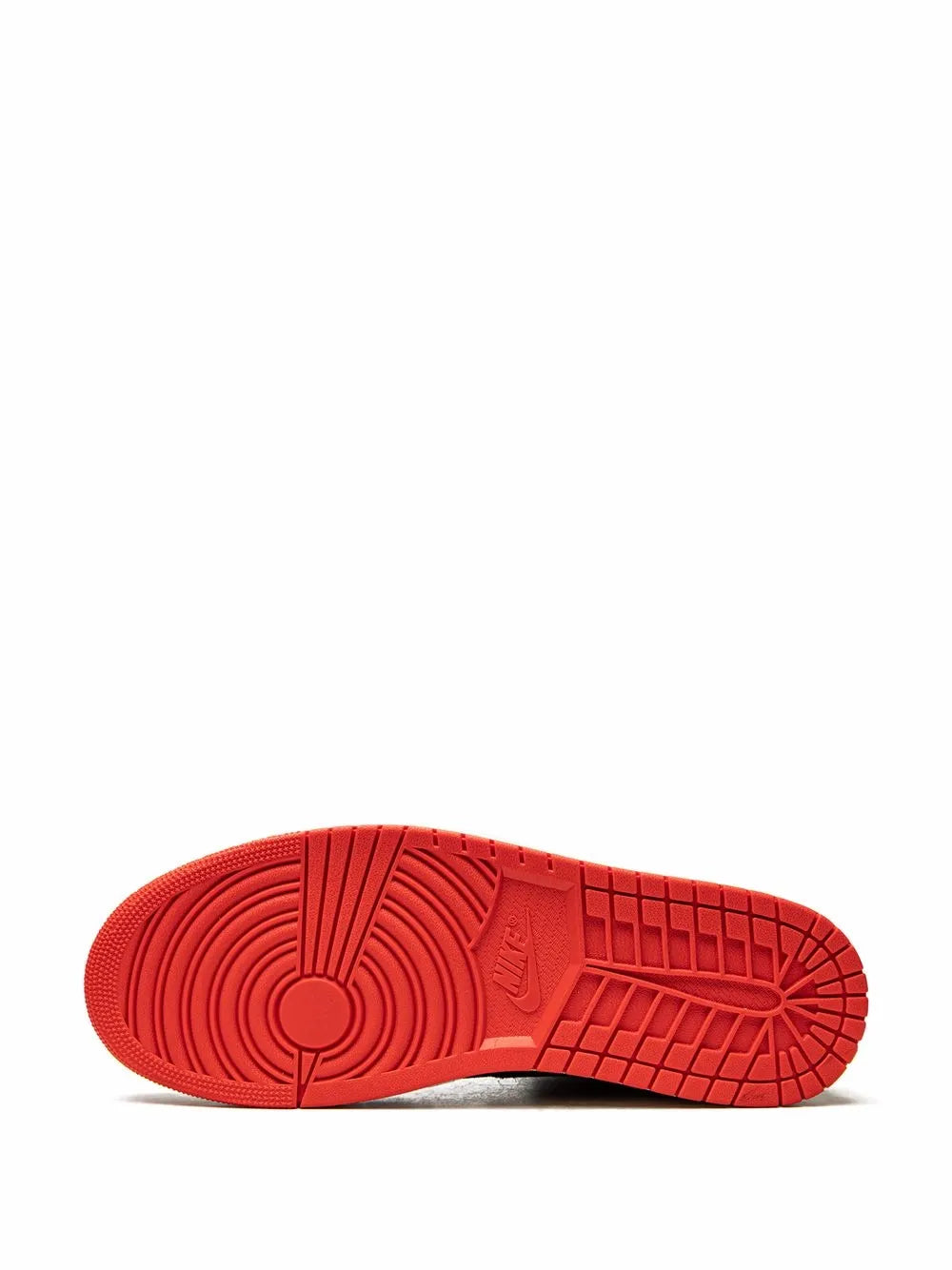 Red rubber outsole with circular tread pattern