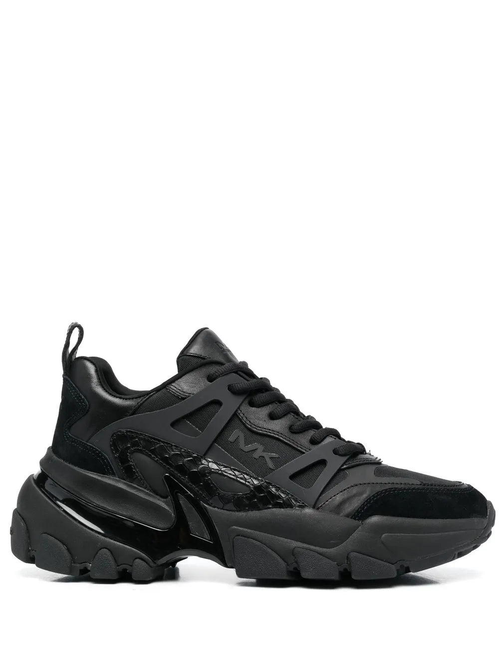 Michael Kors Nick chunky low-top sneakers, black leather-look with thick tread sole