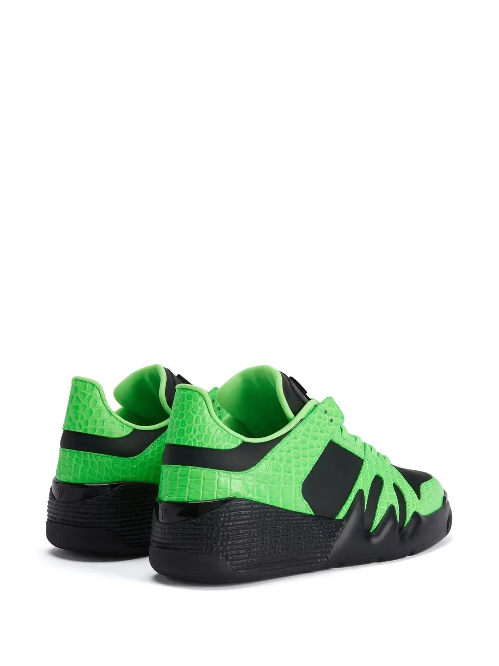 Giuseppe Zanotti Talon low-top sneakers: neon green with black heel and lace-up