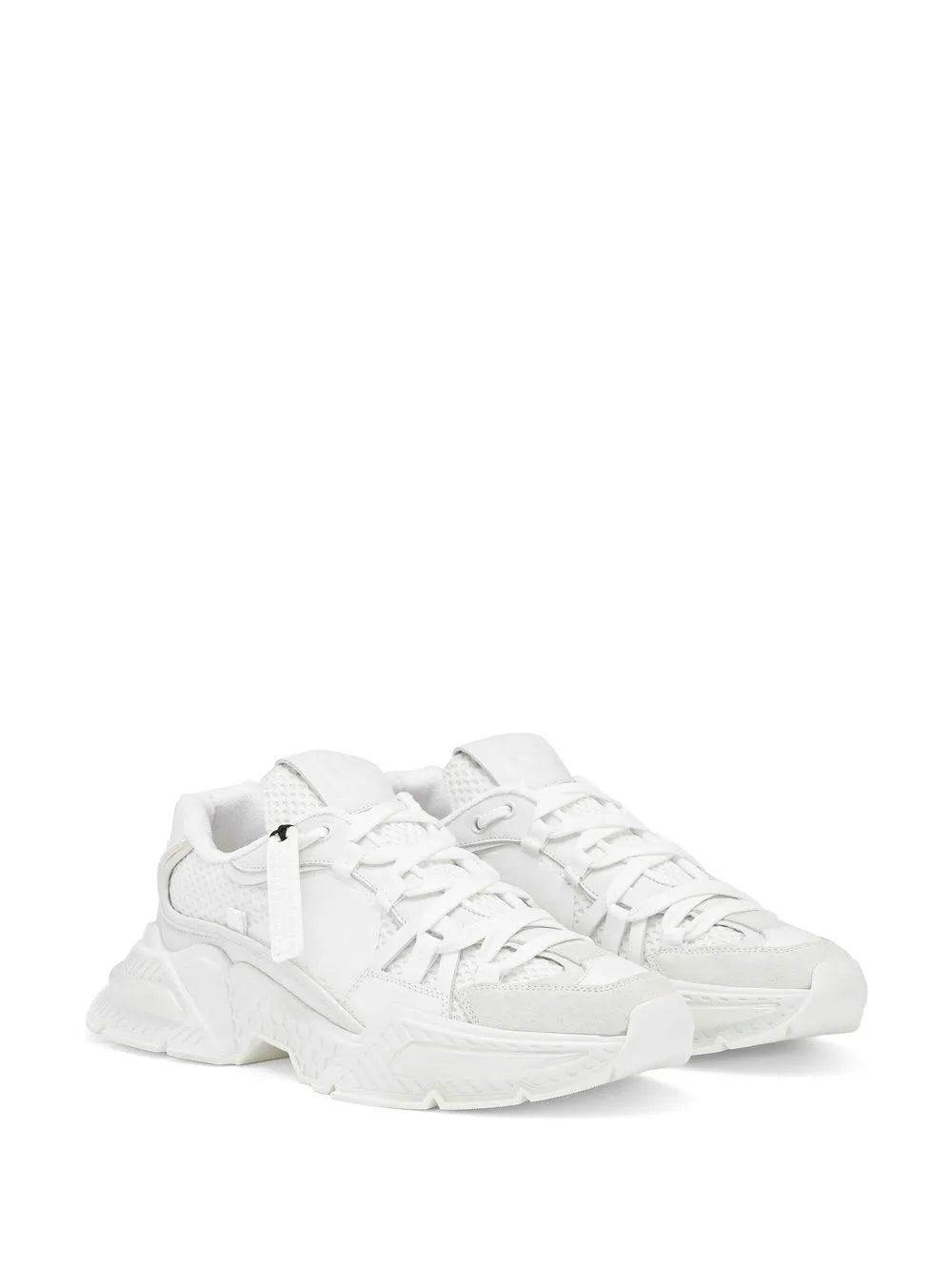 Dolce & Gabbana Airmaster white lace-up panelled sneakers, angled side view