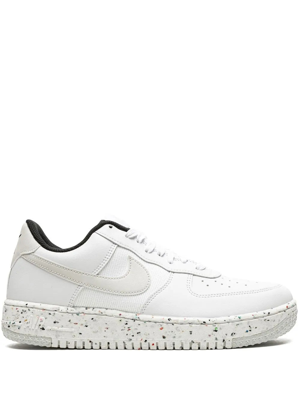 Nike Air Force 1 Crater sneakers in white with black lining and speckled platform sole