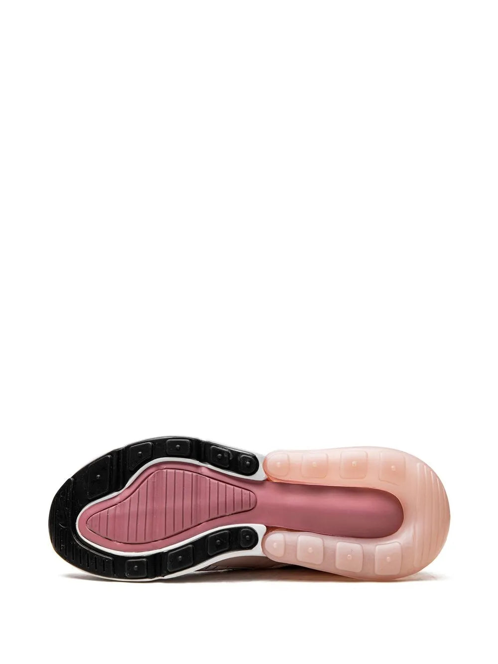Pink and black rubber outsole with tread pattern and translucent Air cushioning