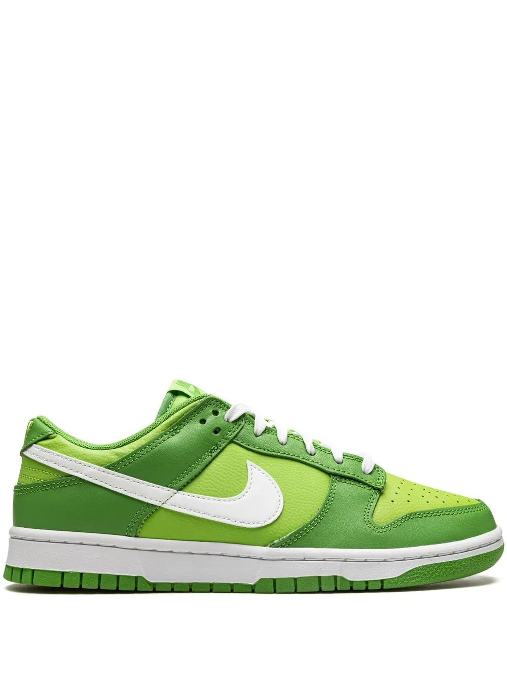 Green low-top Nike sneakers with white swoosh and lace-up front