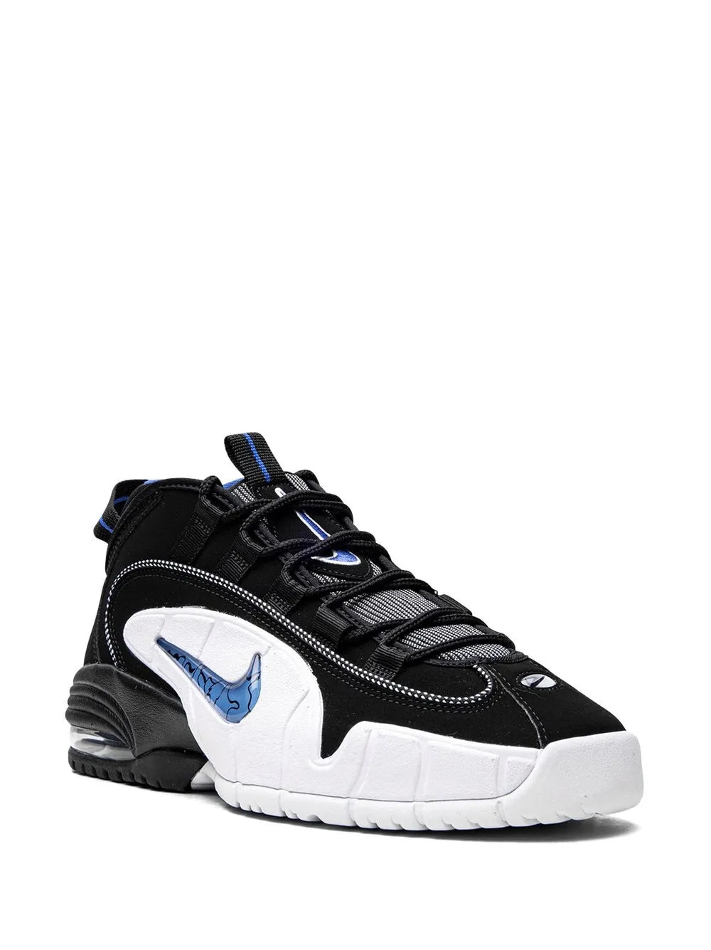 Nike Air Max Penny 1 black low-top sneakers with blue logo and lace-up