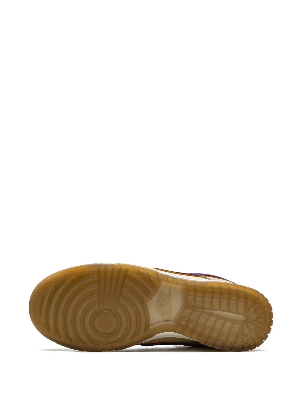 Nike Dunk PRM outsole and heel view, gum rubber sole with white midsole